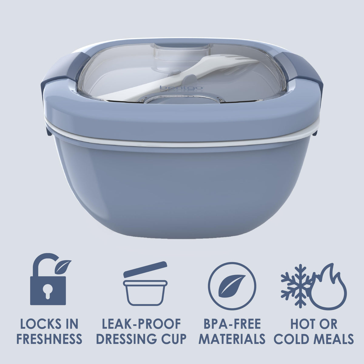 Bentgo leak-proof dressing container seals dressings without leaks.