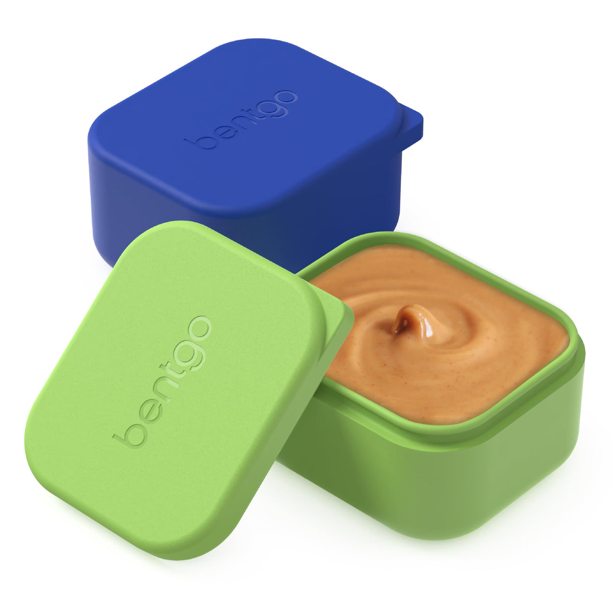 Bentgo Sidekicks 2-pack blue and green dipping containers for sauces in a lunch box