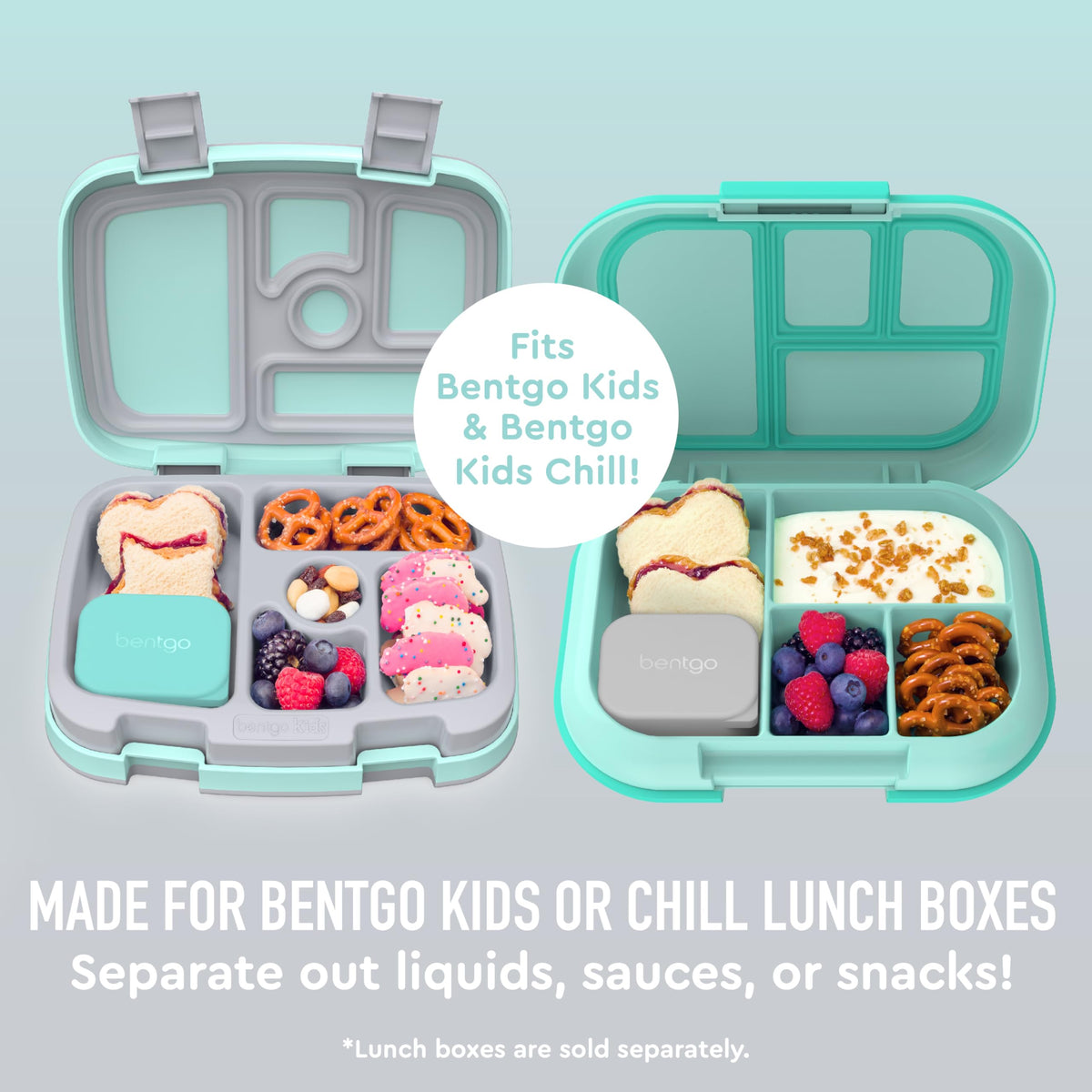 Bentgo Sidekicks two-pack in aqua, convenient snack containers for lunches.