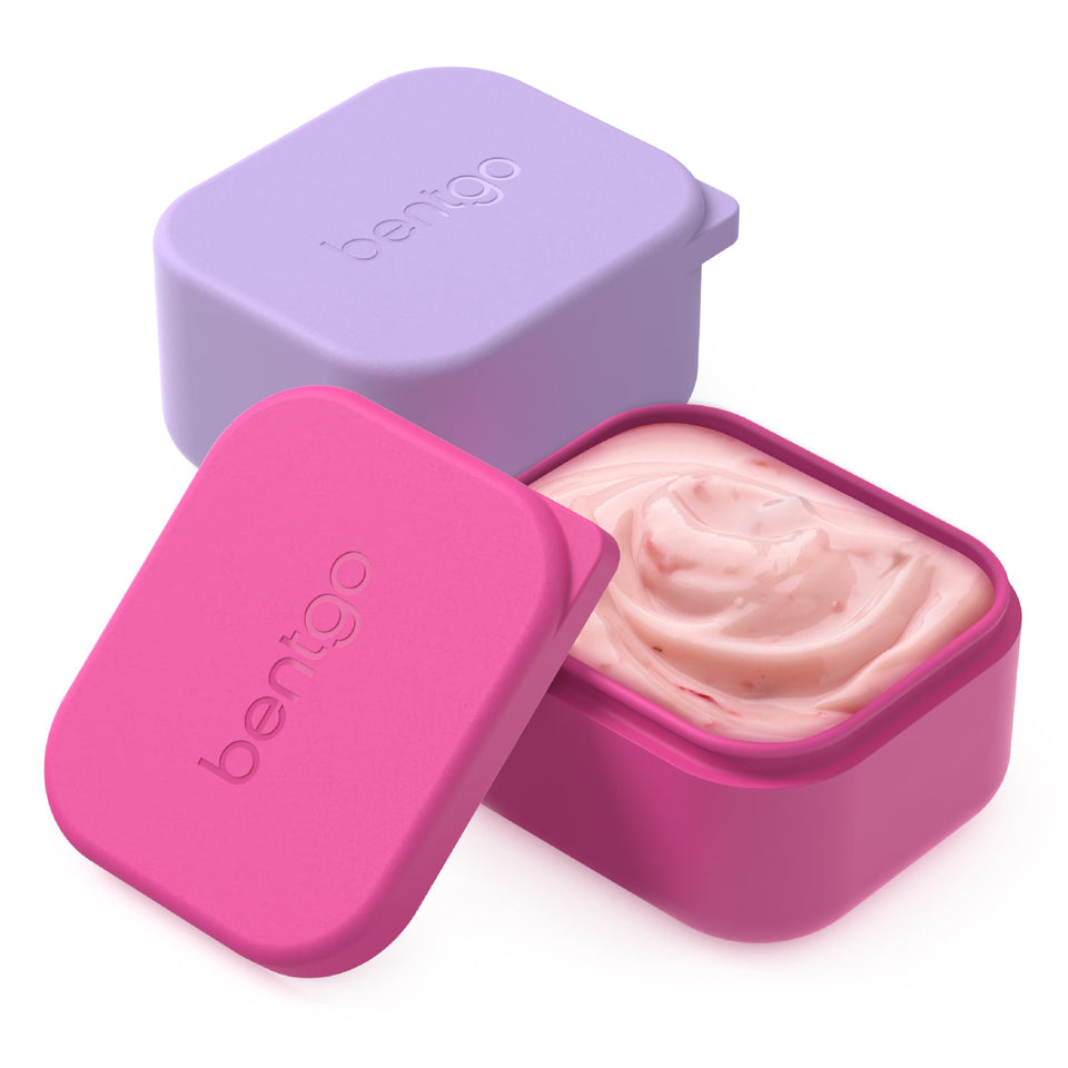 Bentgo Sidekicks lavender pink dipping cups inside a lunchbox for organized meals.