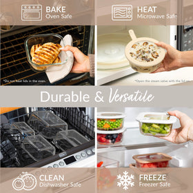 Bentgo Signature extra-large rectangle glass container stores bulk ingredients neatly.