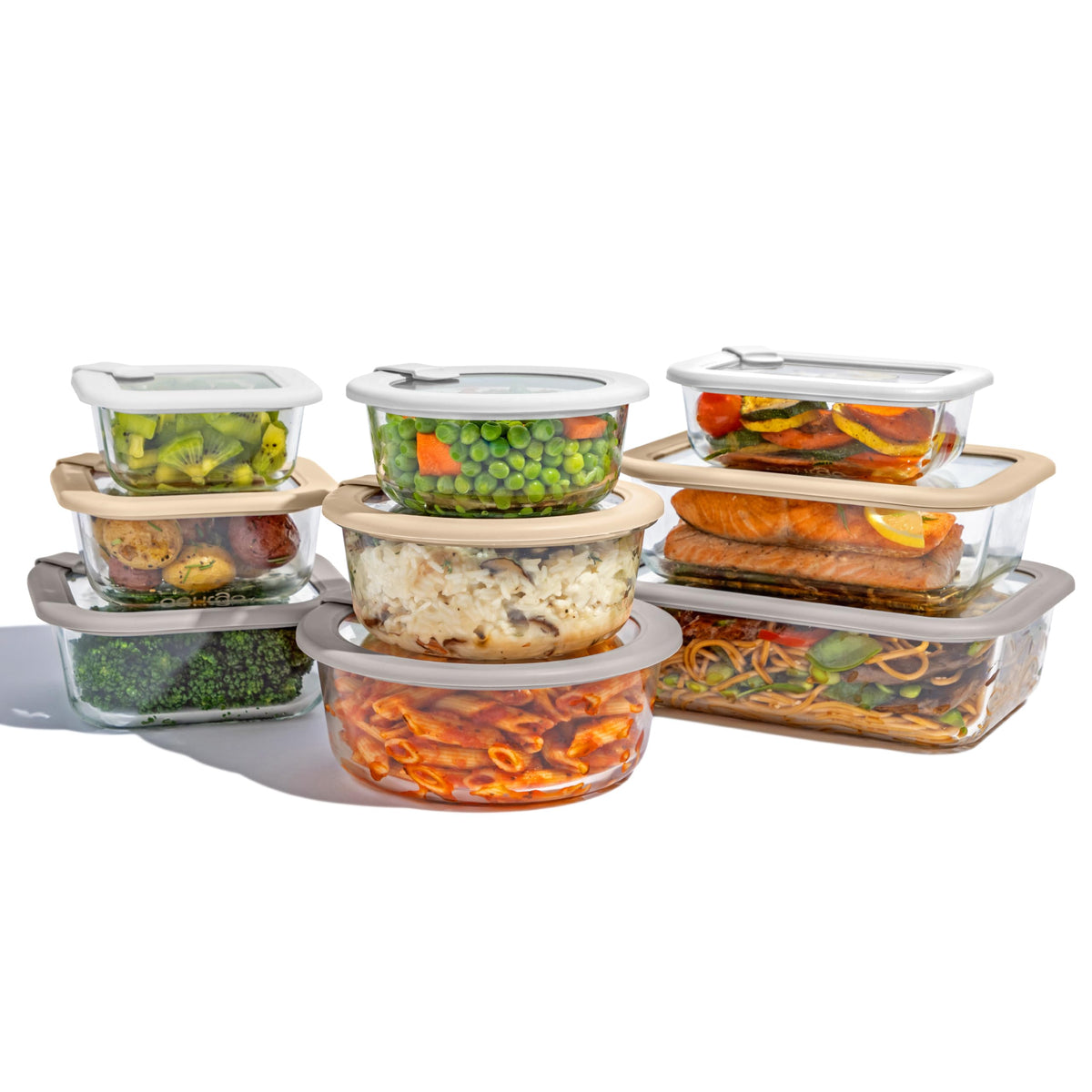 Bentgo Signature glass storage set with clear containers for organized leftovers.