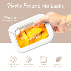 Bentgo Signature large rectangle glass container with airtight lid preserves leftovers longer.
