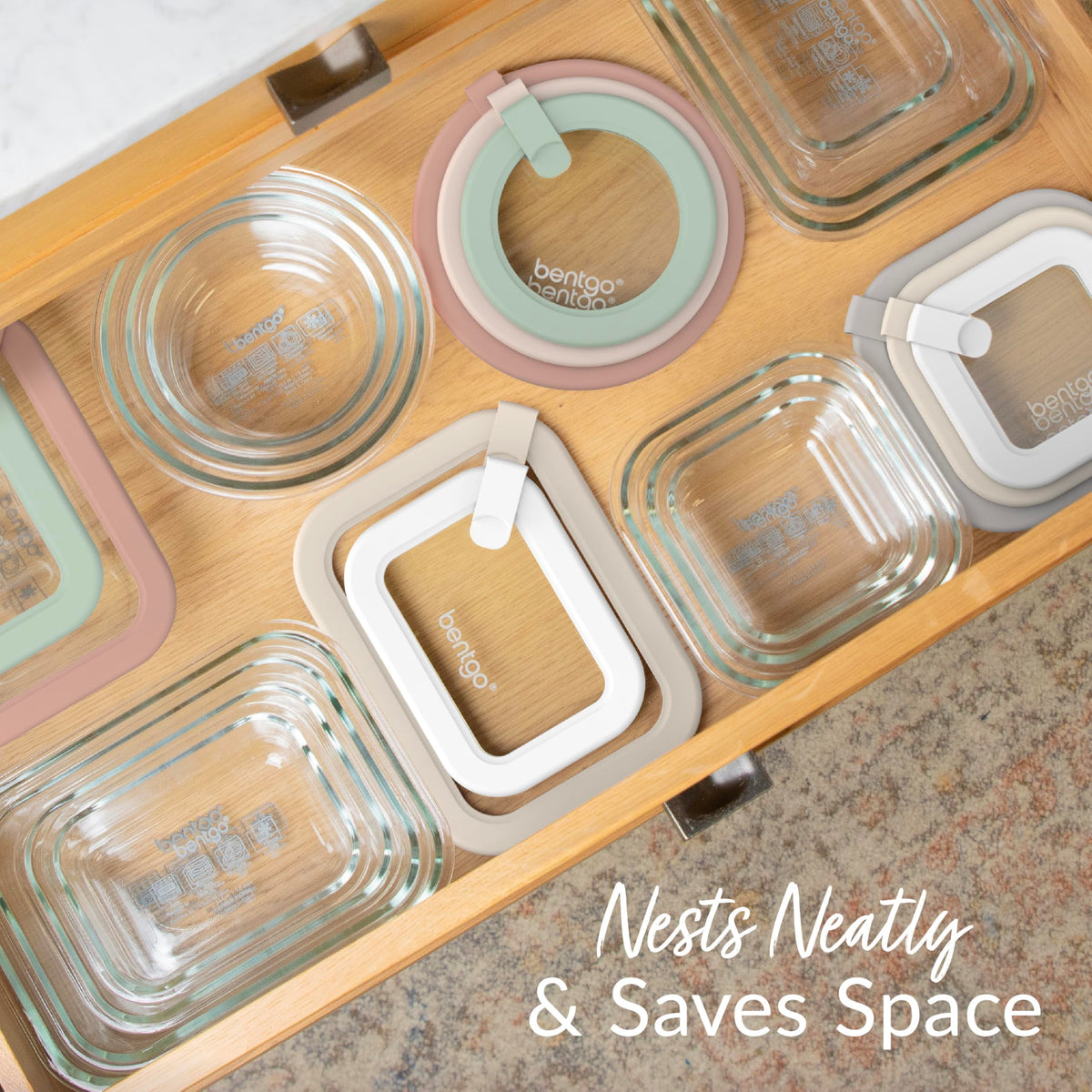 Bentgo Signature silicone lid for glass containers provides leak-proof, easy-to-clean seals.