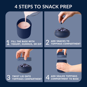Bentgo Snack Cup with dual-sealing lid protects mix from spills.