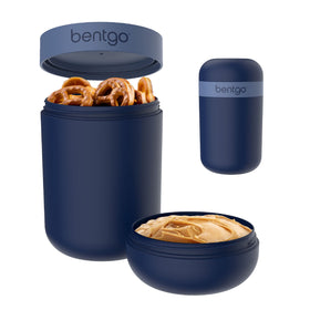Bentgo Snack Cup demonstrates a leak-proof design for on-the-go snacking.