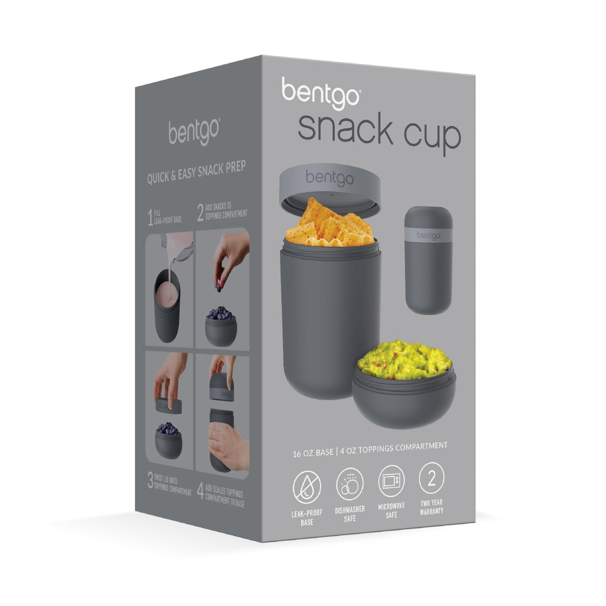 Bentgo Snack Cup is portable for work, gym, or travel snacking