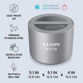 Bentgo stainless steel insulated container handle image emphasizes easy one-handed carrying.