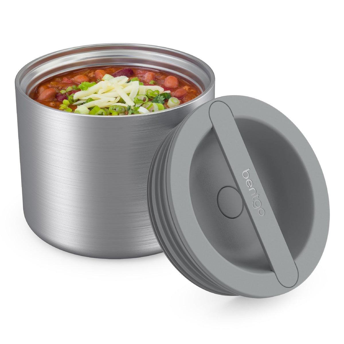 Bentgo stainless steel insulated container hero image shows all-day meal versatility.