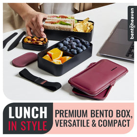 Bentoheaven leakproof lunch box with air vent for mess-free transport.