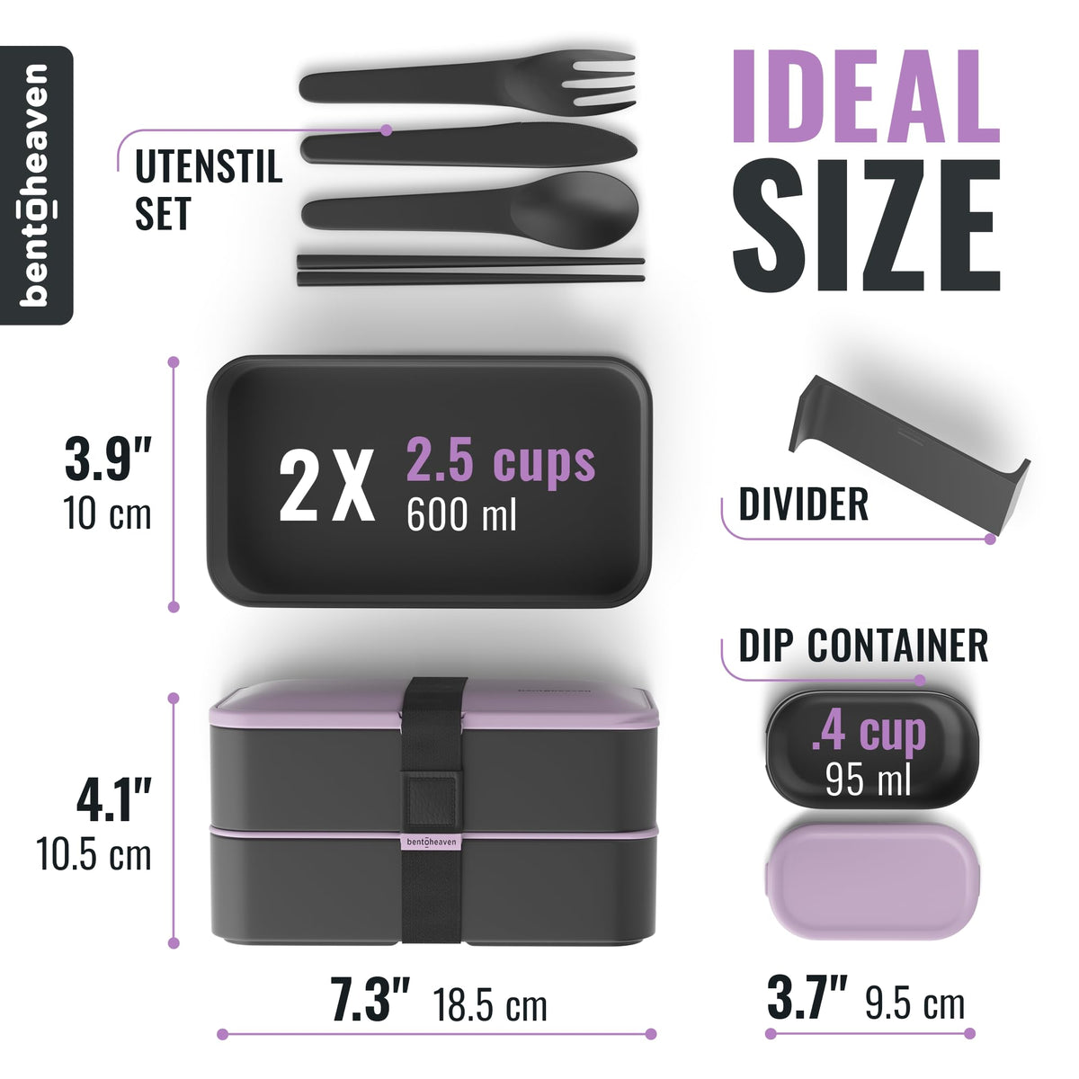 Includes utensils and a dip container for complete meals with Bentoheaven