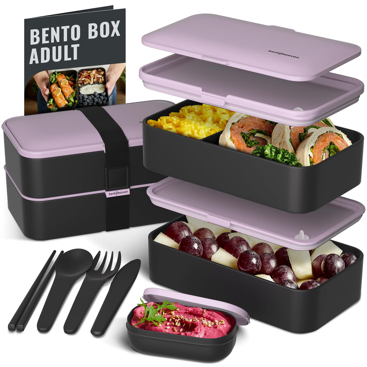 Bentoheaven Premium Bento Box outer view in violet for stylish, convenient meals on the go