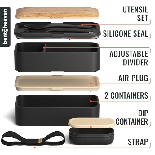 Includes chopsticks, fork, spoon, knife and sealing strap for easy transport