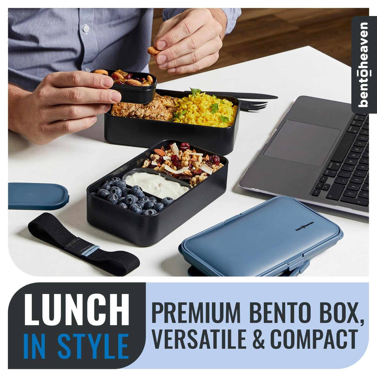 Bentoheaven premium bento box with built-in air vent for easy opening.
