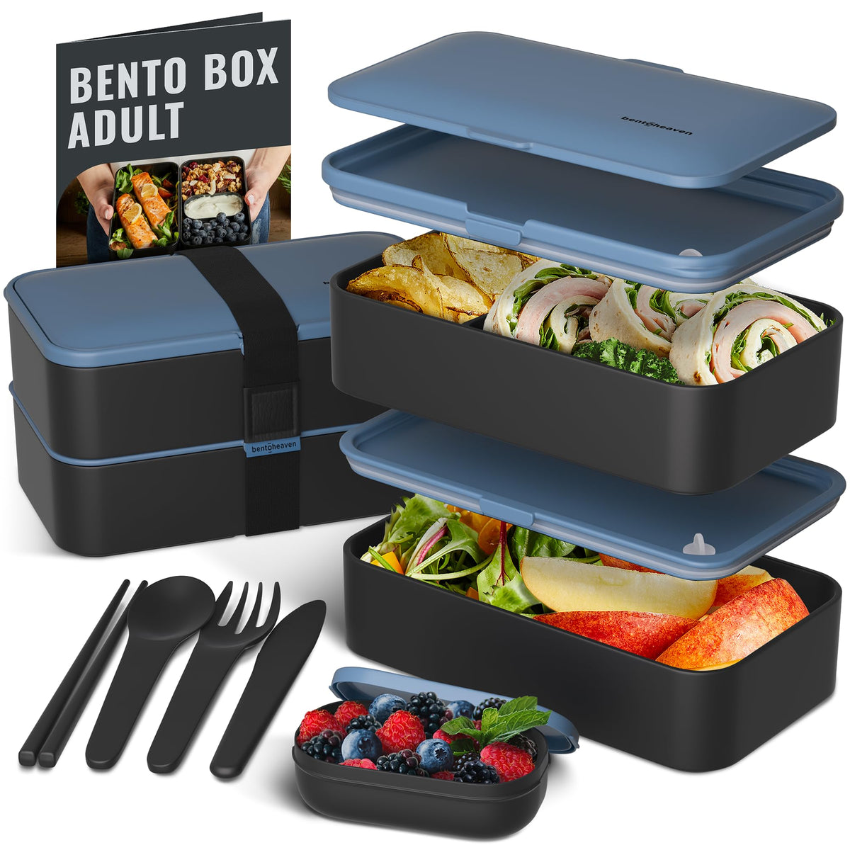 Bentoheaven Premium Bento Box with two compartments keeps meals organized for work.