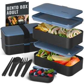 Bentoheaven Premium Bento Box with two compartments keeps meals organized for work.