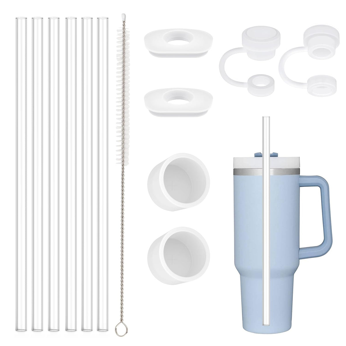 Beonsky Stanley straw replacement six-pack for durable, spill-free sipping.