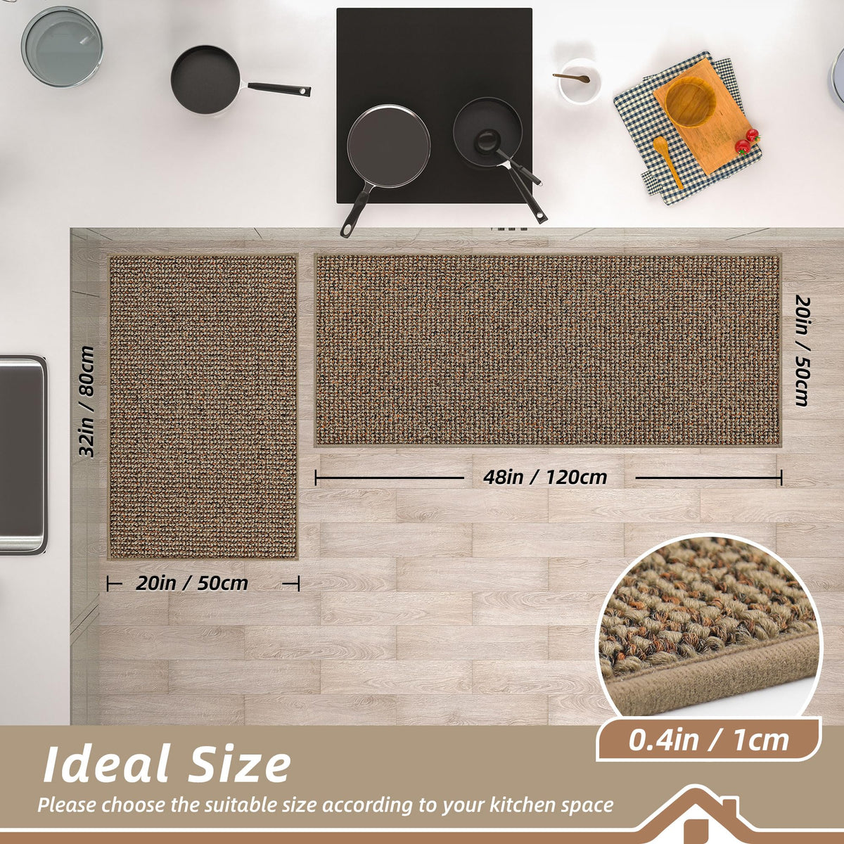 BEQHAUSE kitchen mats with non-slip backing for secure placement on dry floors.