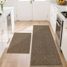 BEQHAUSE kitchen rugs absorbent close-up highlights dense fibers for quick spill absorption.