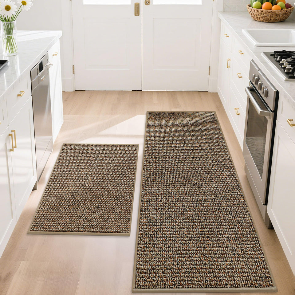 BEQHAUSE kitchen rugs absorbent close-up highlights dense fibers for quick spill absorption.