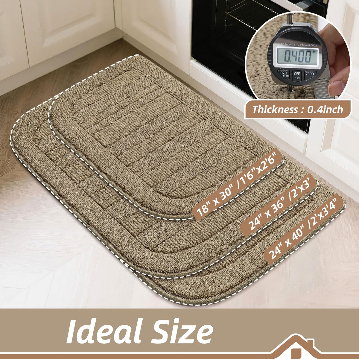 BEQHAUSE absorbent kitchen rug soaking up spills while protecting floors.