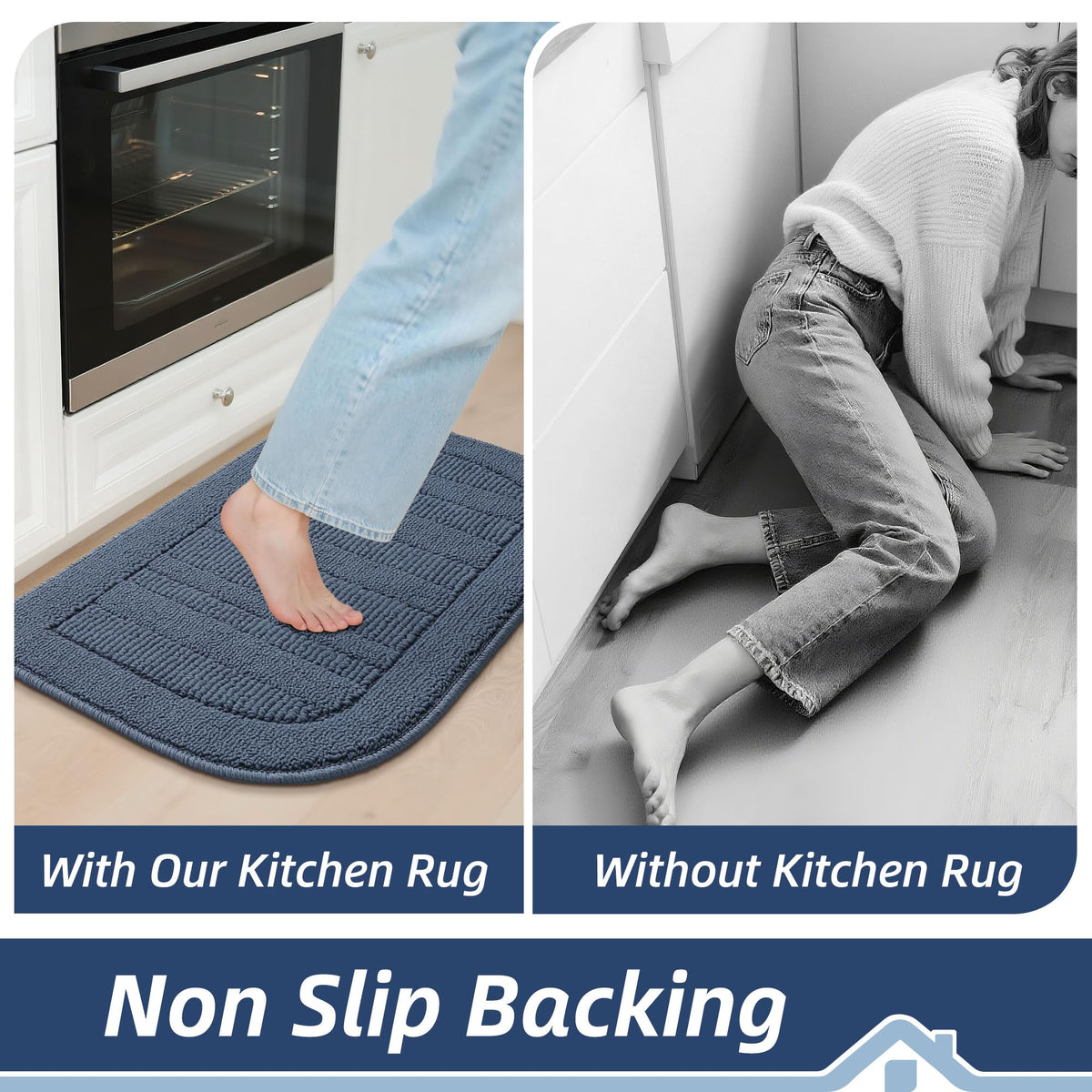 BEQHAUSE versatile mat fits kitchens, sinks, laundry rooms, or entryways with lightweight, durable design