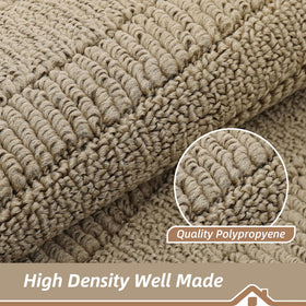 BEQHAUSE edge-locking kitchen mat stays intact during machine washing.