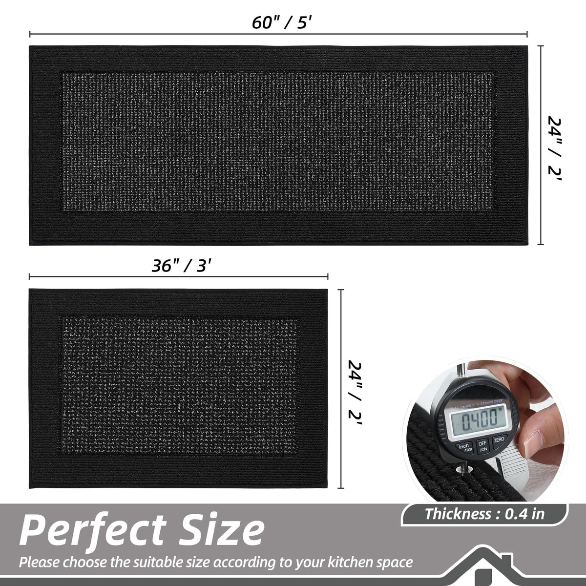 BEQHAUSE kitchen rug 24x60 absorbent surface protects floors from spills
