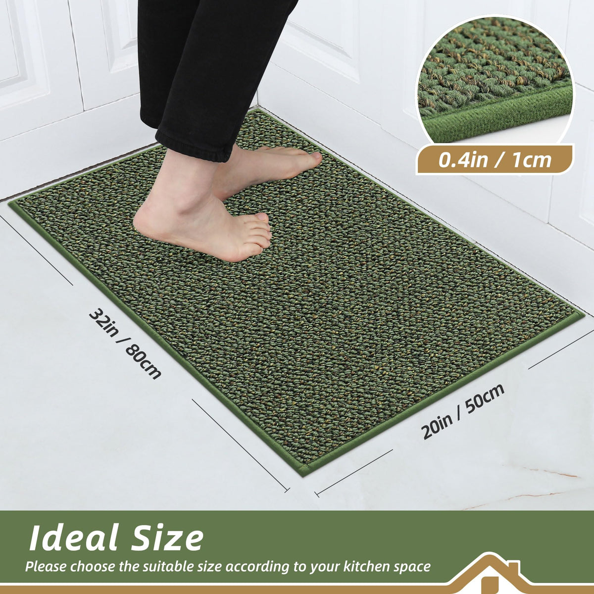 BEQHAUSE kitchen rug with non slip backing for secure placement