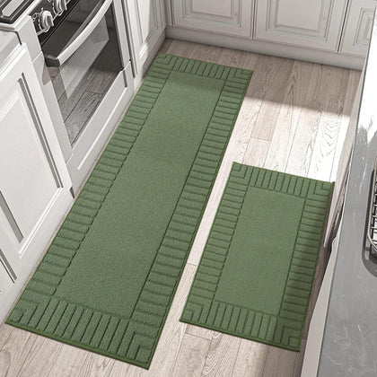 BEQHAUSE kitchen rug anti-slip green 24x35 for stable footing in busy kitchens.