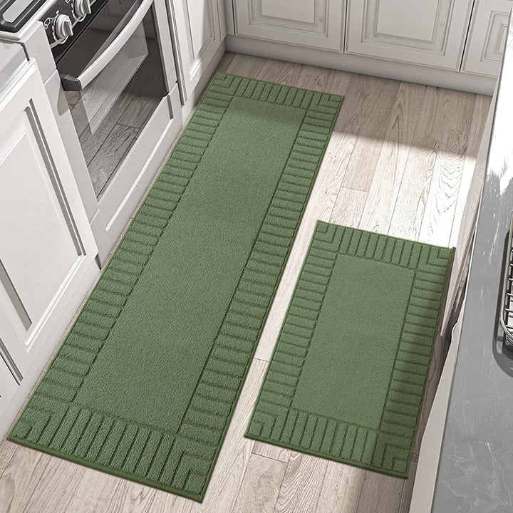 BEQHAUSE kitchen rug anti-slip green 24x35 for stable footing in busy kitchens.
