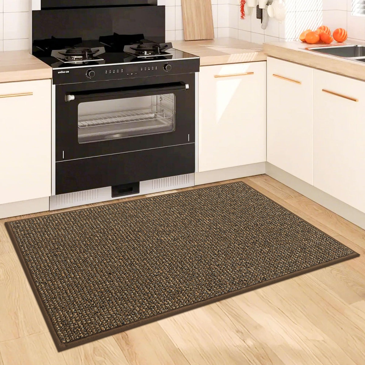 BEQHAUSE rug features a back-TPR grip to stay securely in place.