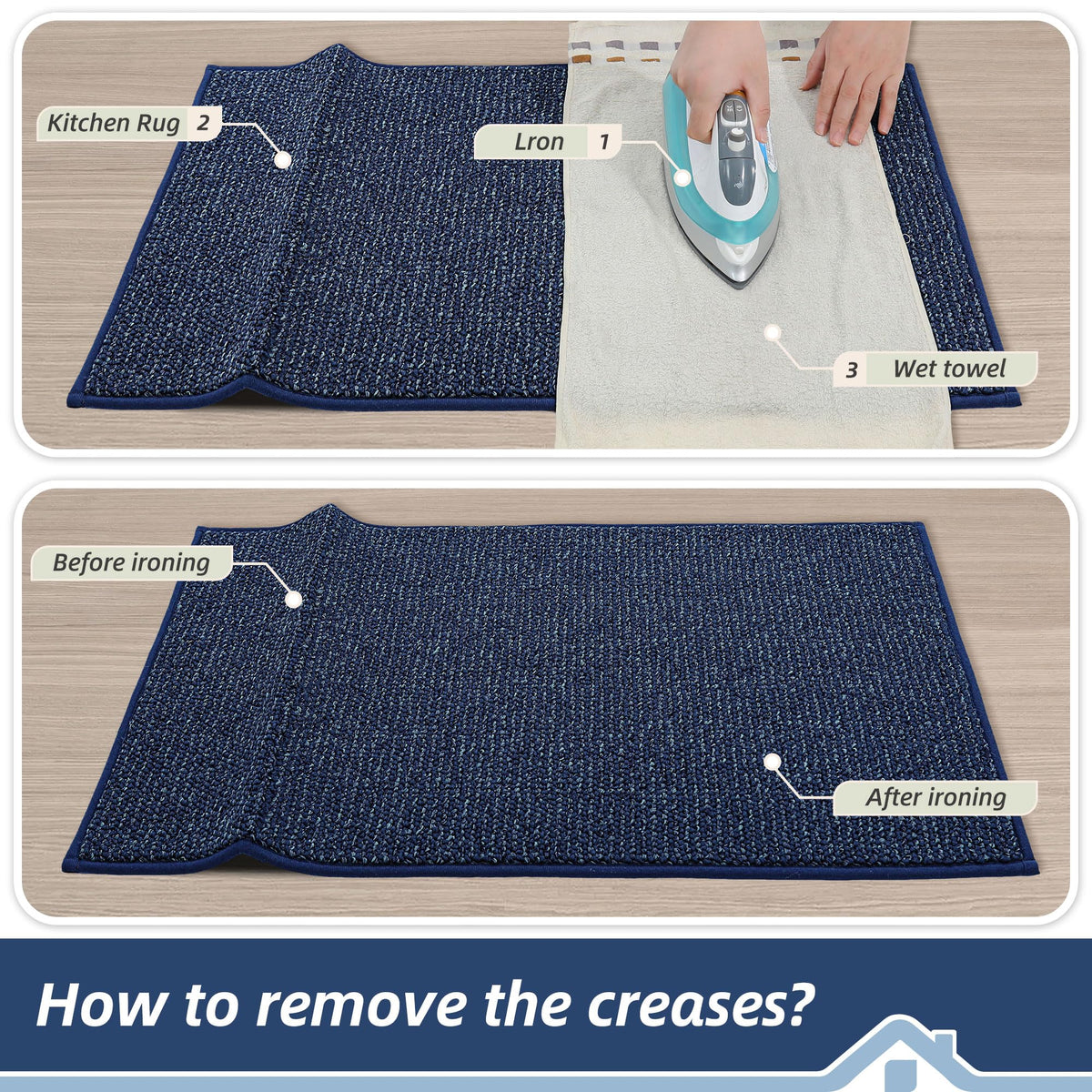 BEQHAUSE rug arrives with creases that relax after use.