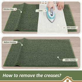 BEQHAUSE green kitchen rug complements modern kitchen decor