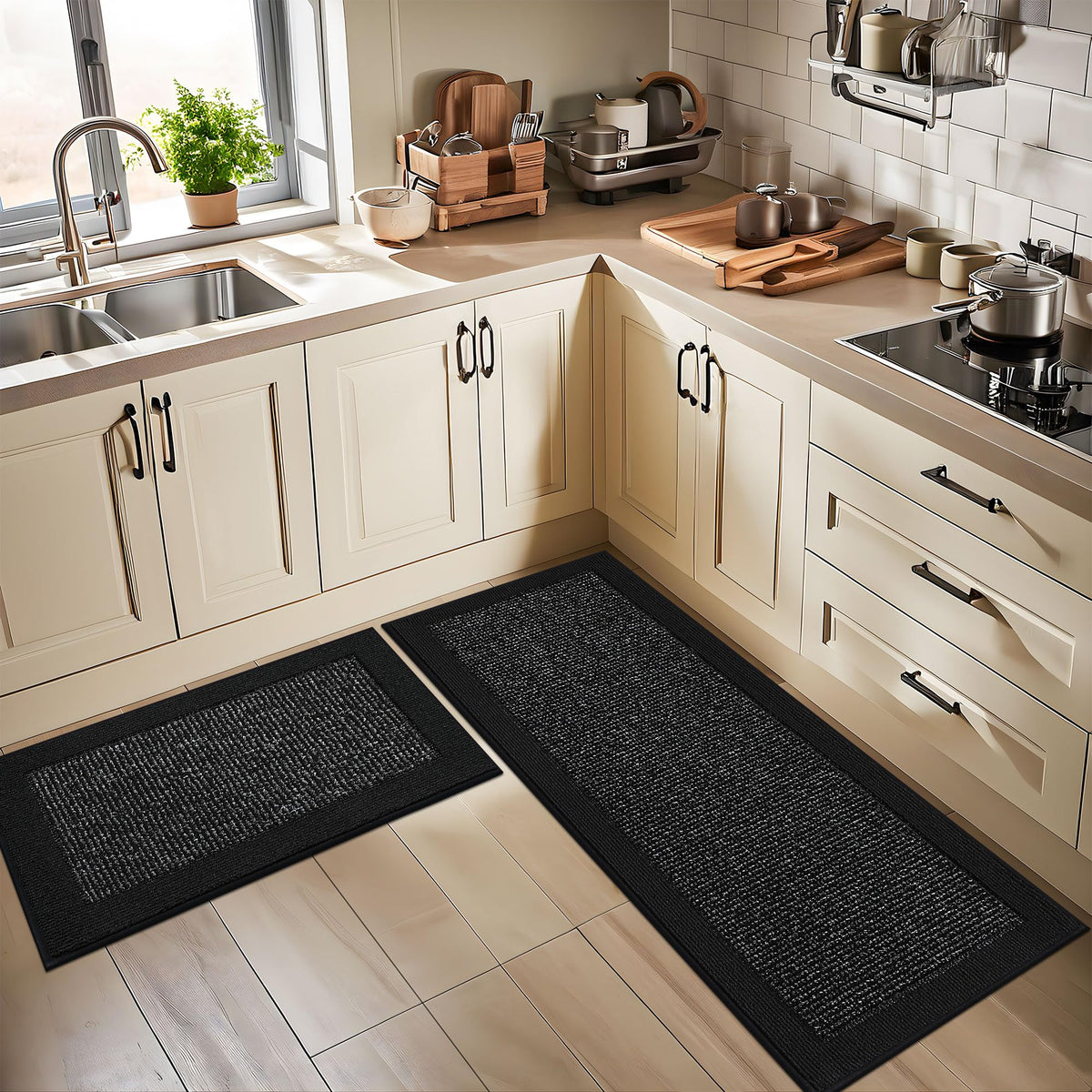 BEQHAUSE machine-washable kitchen rug for easy care