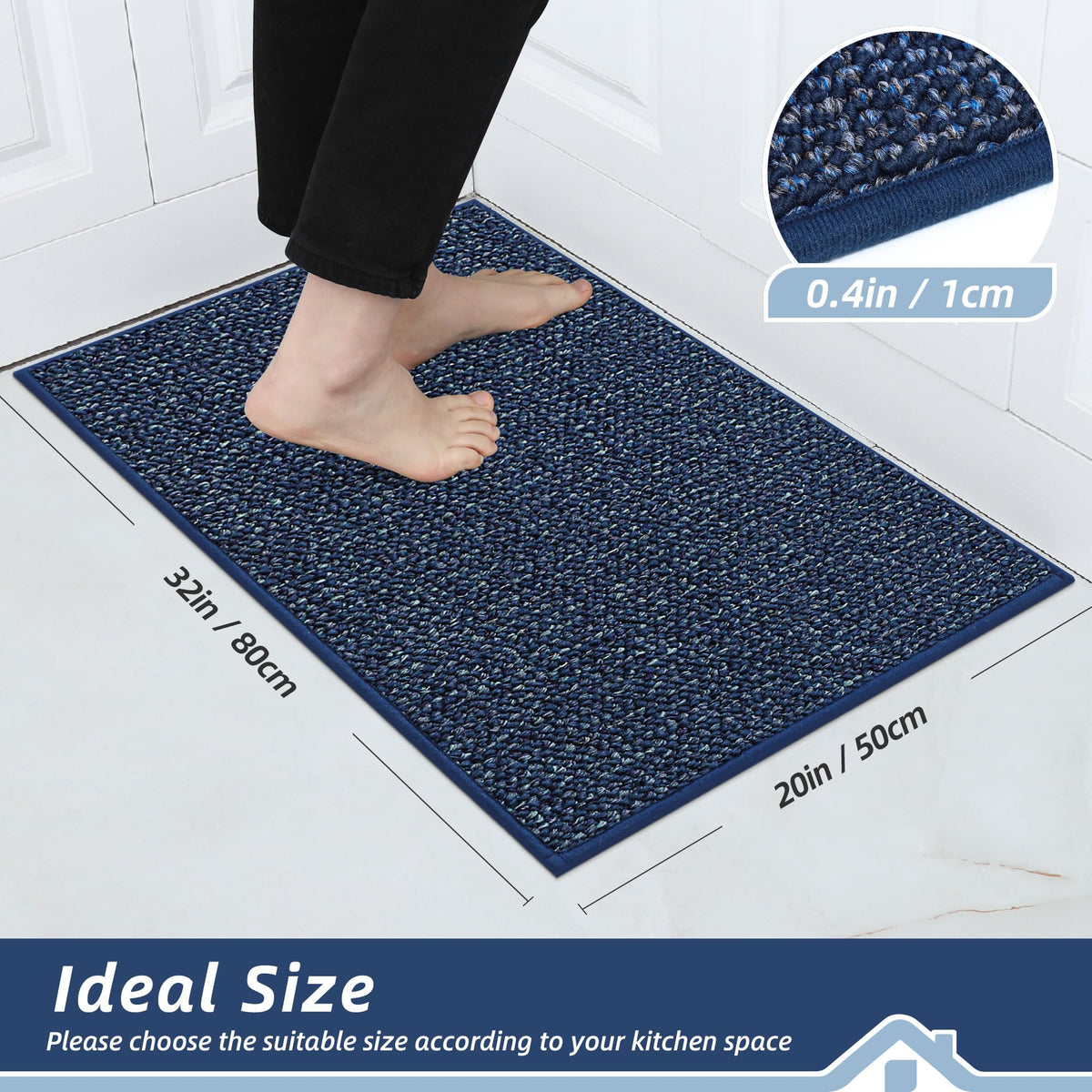 BEQHAUSE rug features non-slip backing for stable placement on dry floors.