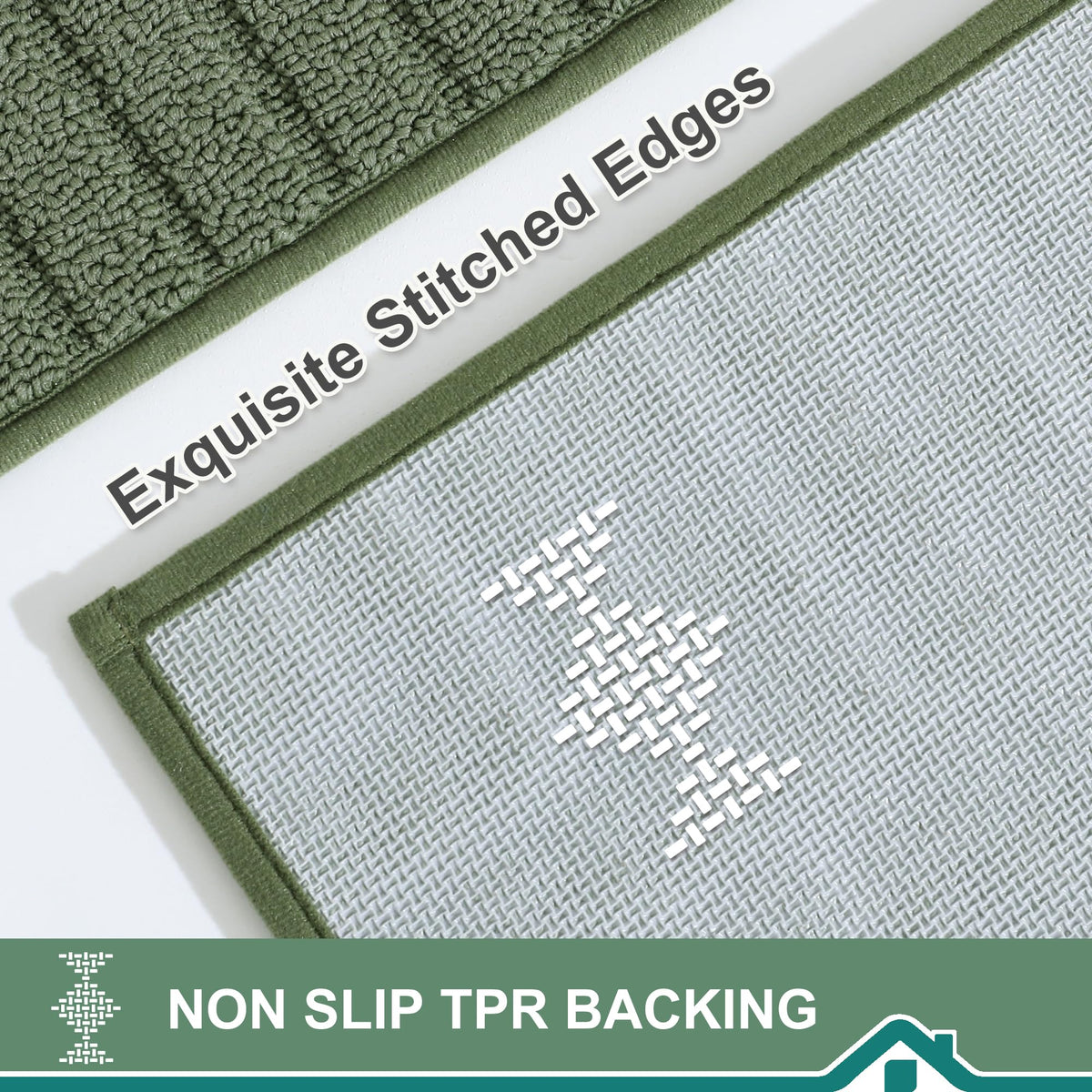 BEQHAUSE two-piece rug set with durable fiber and edge locking for longevity.