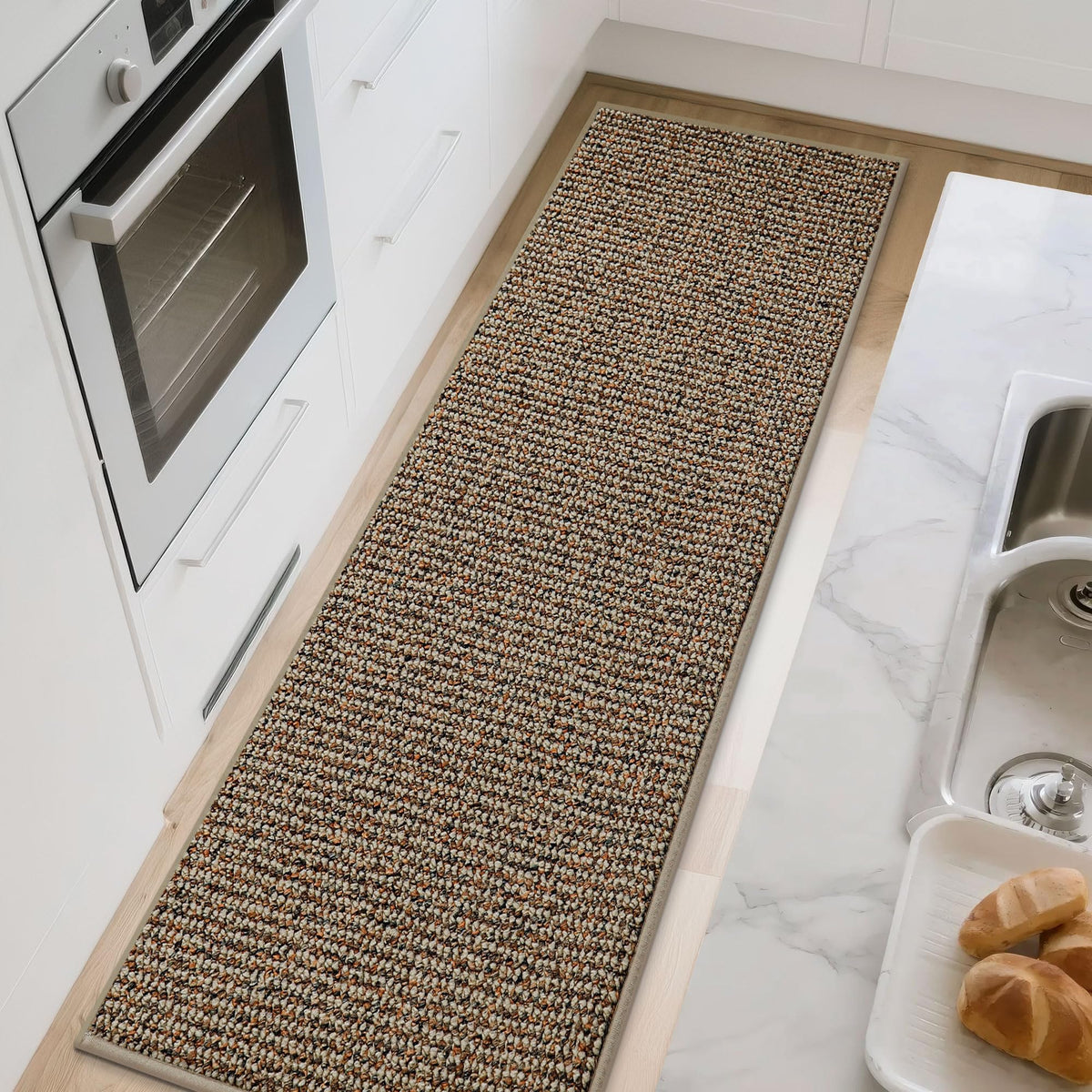 Durable weave withstands daily traffic in busy spaces.