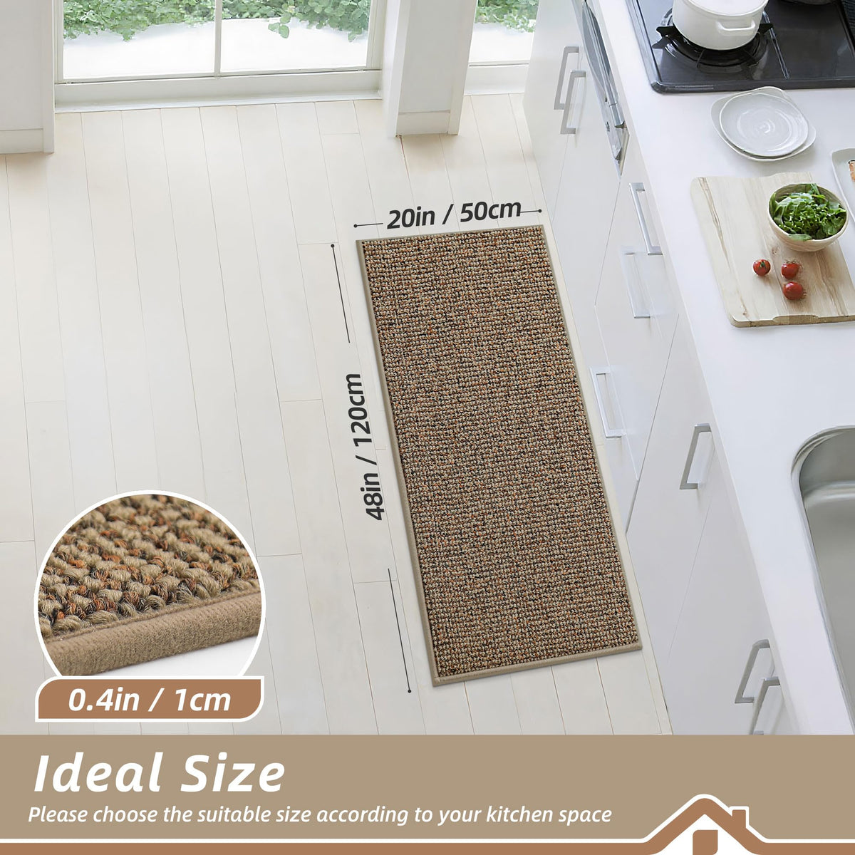 BEQHAUSE non-slip backing keeps rug in place on slick floors