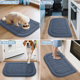 BEQHAUSE semicircular blue mat adds a calm, clean look to your kitchen