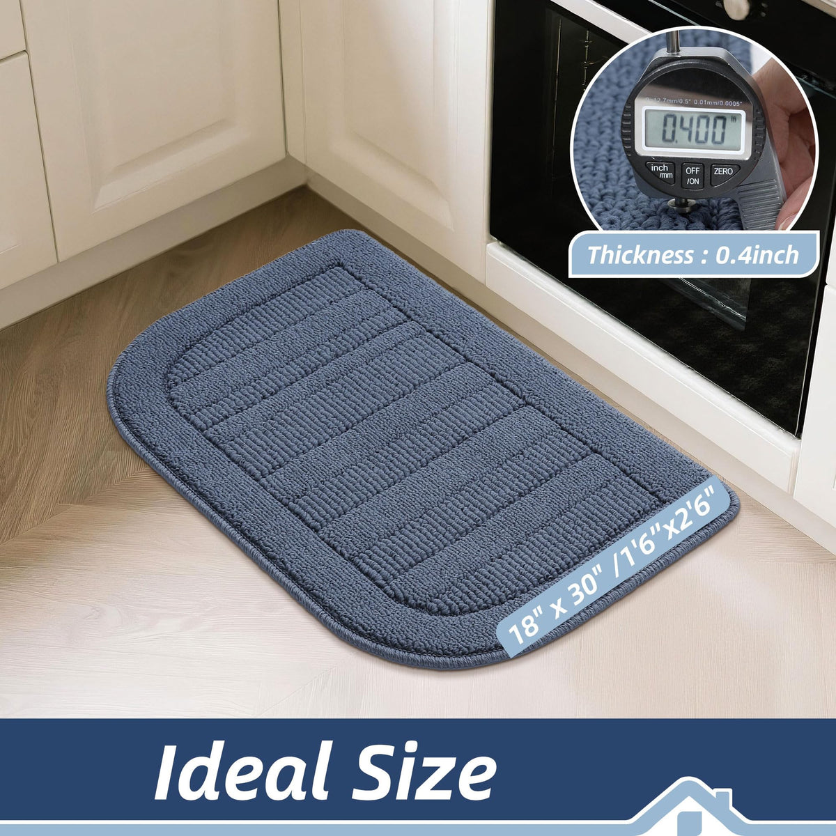 BEQHAUSE stain-resistant kitchen rug protects floors from oil, sauces, and everyday messes