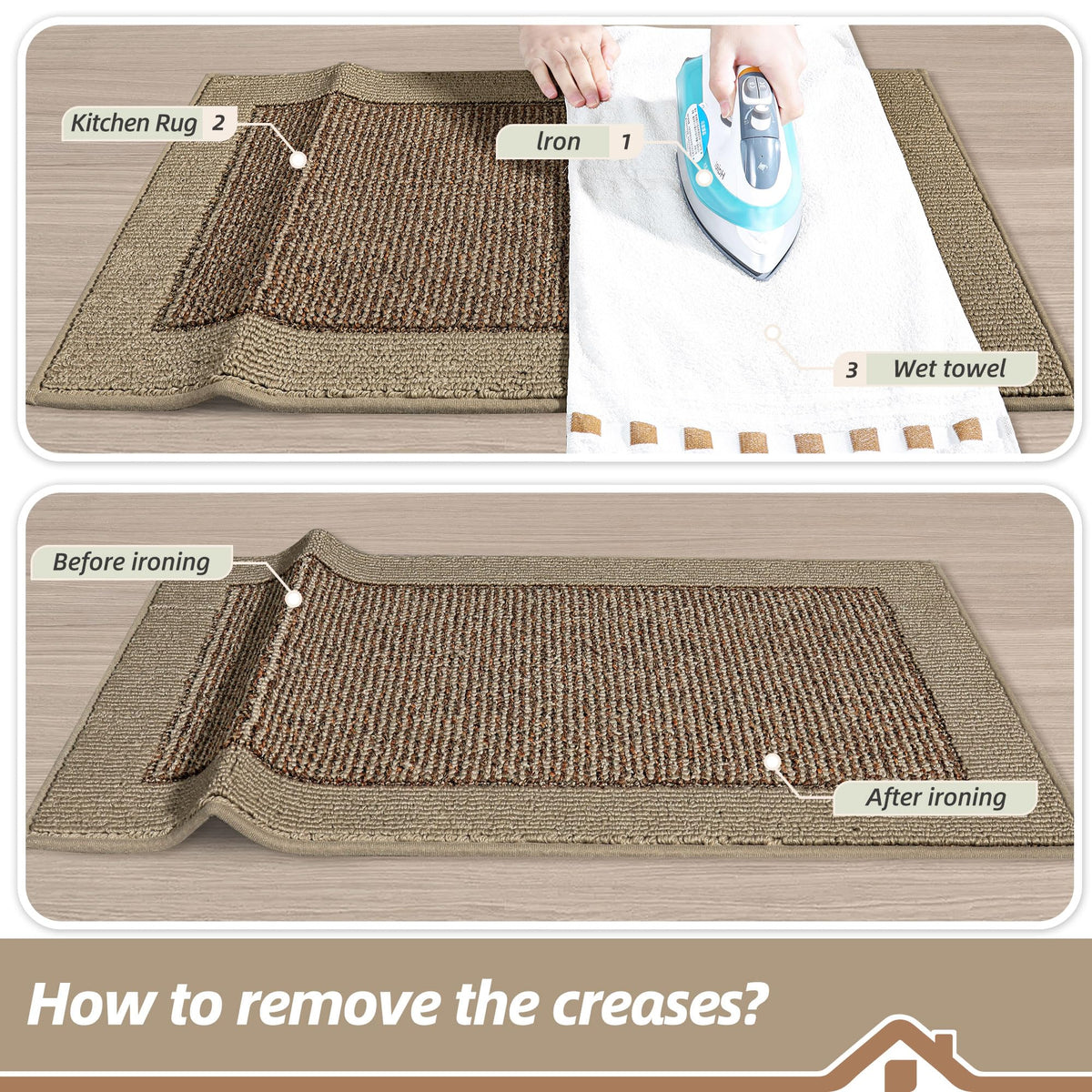 BEQHAUSE non-slip kitchen mat supports safe standing near sink and stove