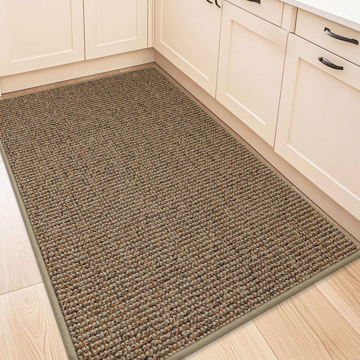 BEQHAUSE kitchen rug absorbent surface demonstrates quick spill uptake for tidy counters