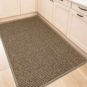 BEQHAUSE kitchen rug absorbent surface demonstrates quick spill uptake for tidy counters