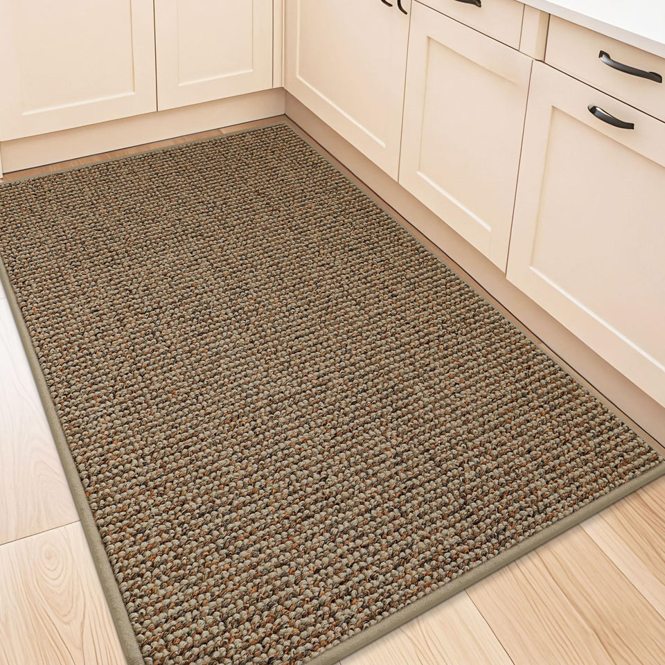 BEQHAUSE kitchen rug absorbent surface demonstrates quick spill uptake for tidy counters