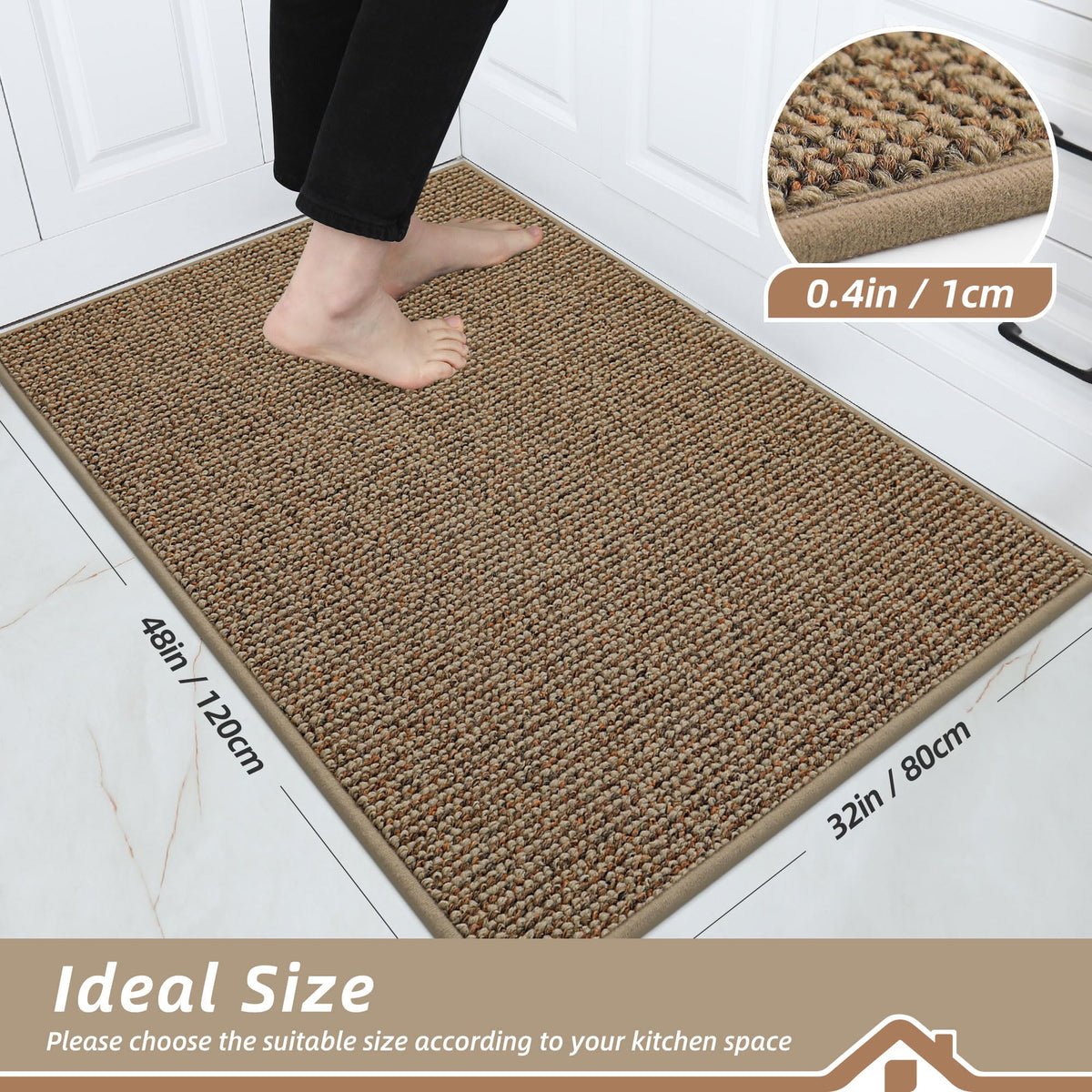BEQHAUSE non-slip back keeps the mat safely in place on slick floors