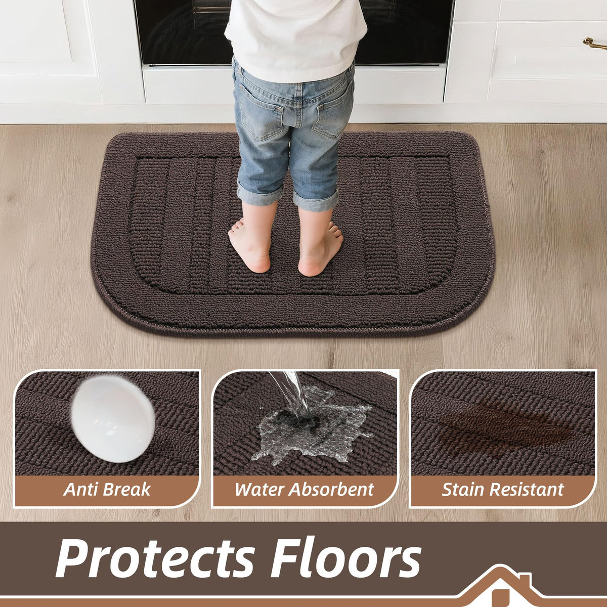 BEQHAUSE semicircular rug with dirt-scraping edge for cleaner floors