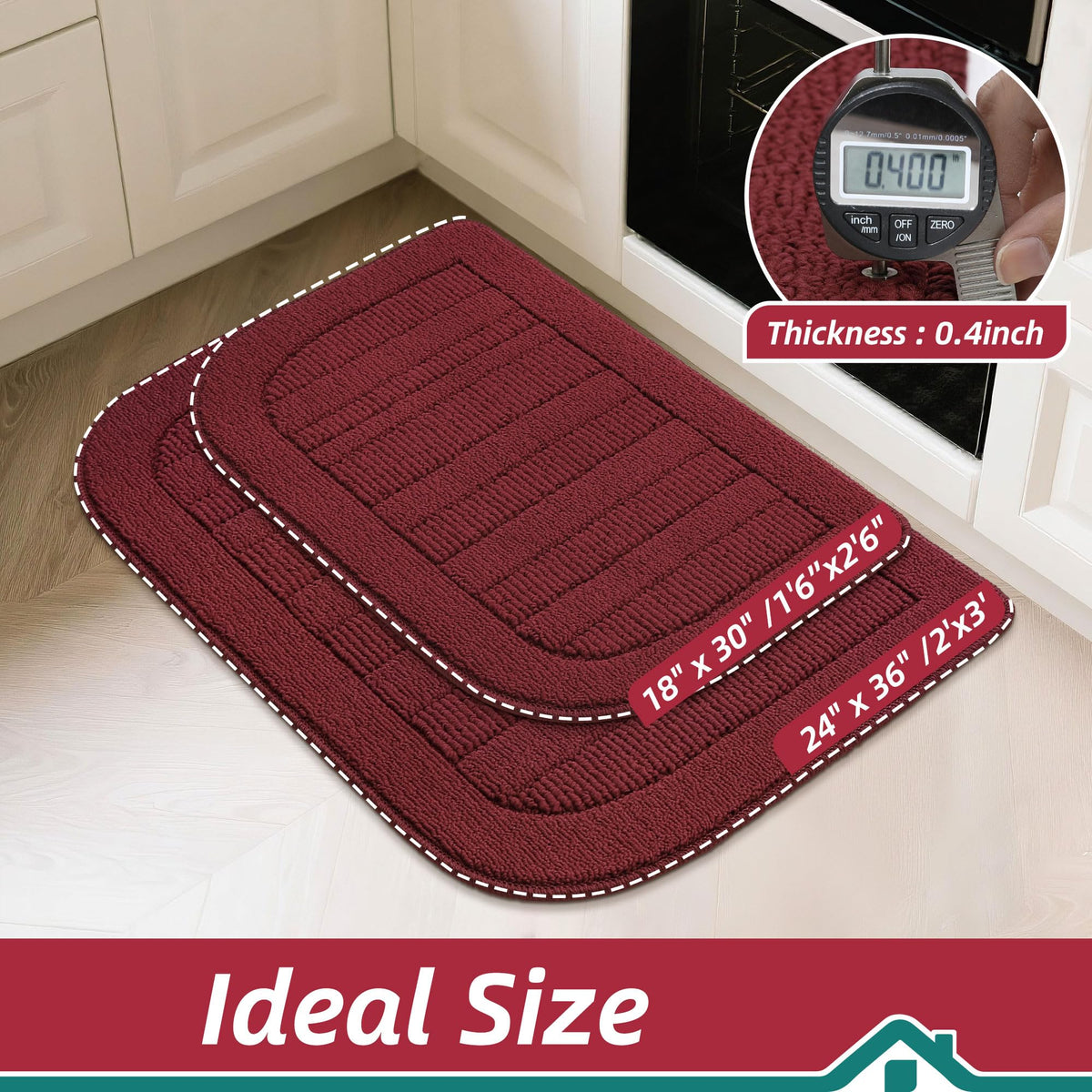 BEQHAUSE washable kitchen rug for easy cleaning after cooking spills