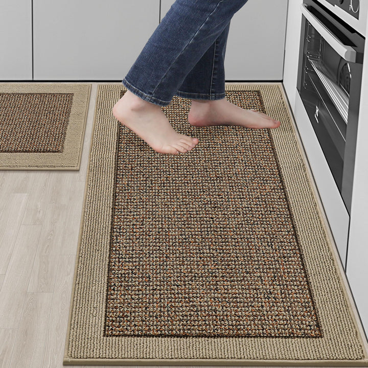 BEQHAUSE kitchen rug 20x32 absorbent taupe protecting floors from spills