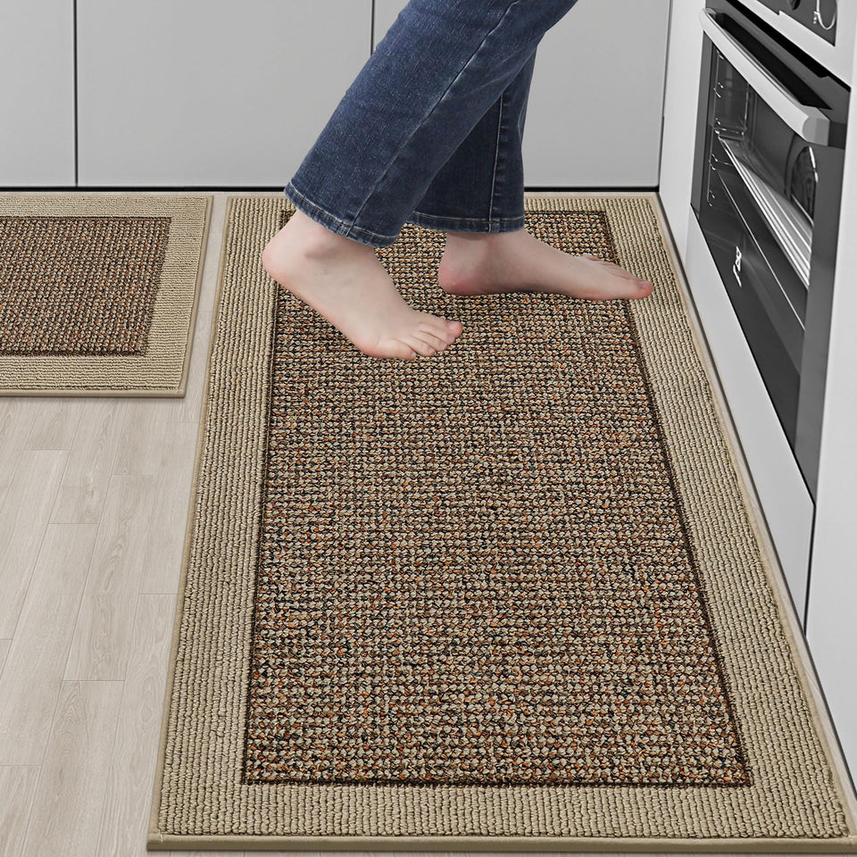 BEQHAUSE kitchen rug 20x32 absorbent taupe protecting floors from spills